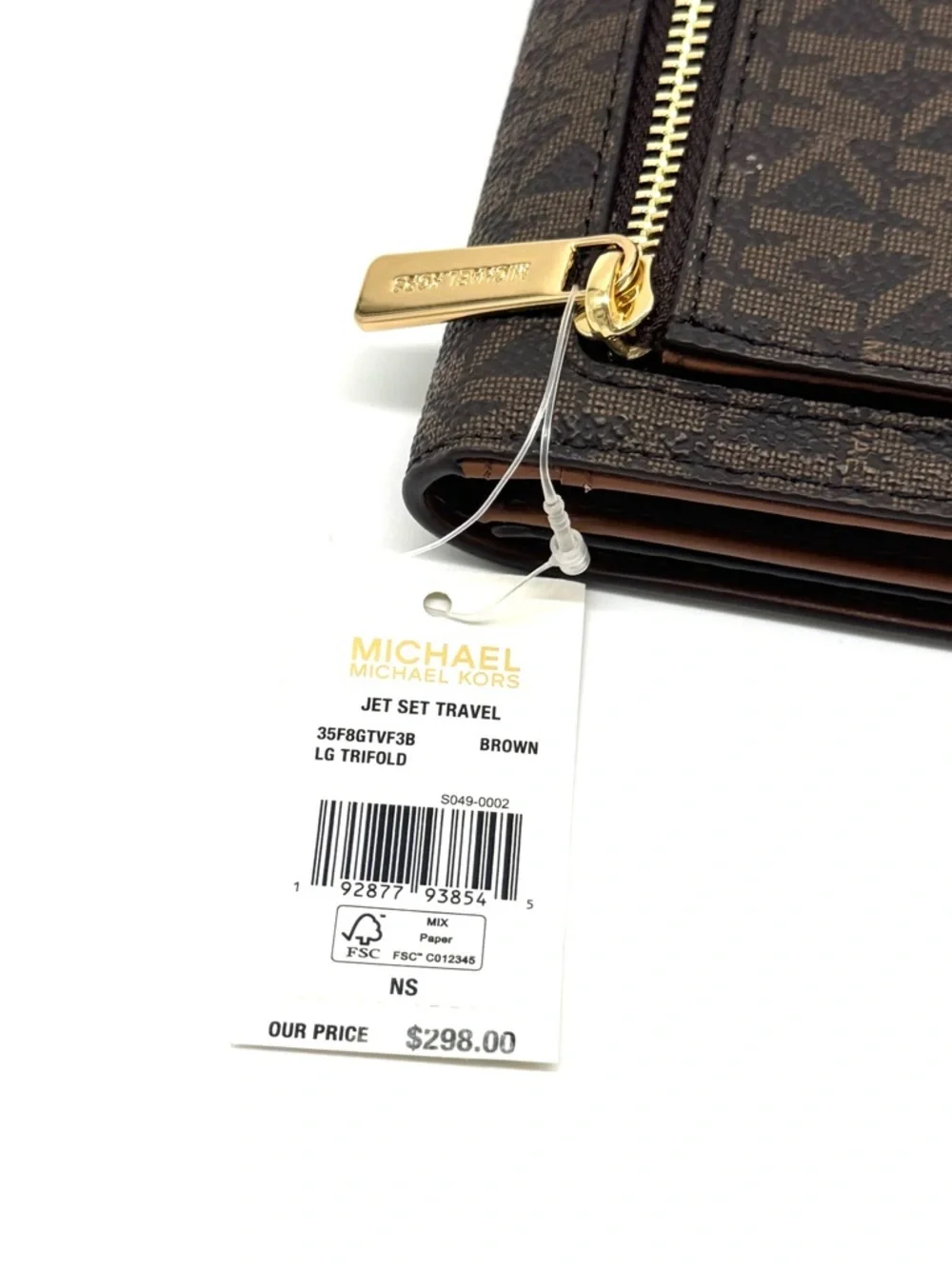 Michael Kors Large Trifold Wallet Brown Signature